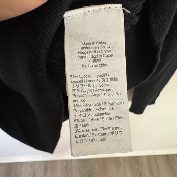 J.Crew Collared Silk-Blend Sweater WMNS M Black Knit Pullover Fitted Long Sleeve - Picture 5 of 7